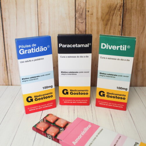 Caixa para Cartela de Chiclete - Remédios da Felicidade