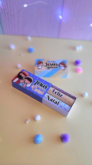 Caixinha para 2 Batons de Chocolate - Natal Cristão