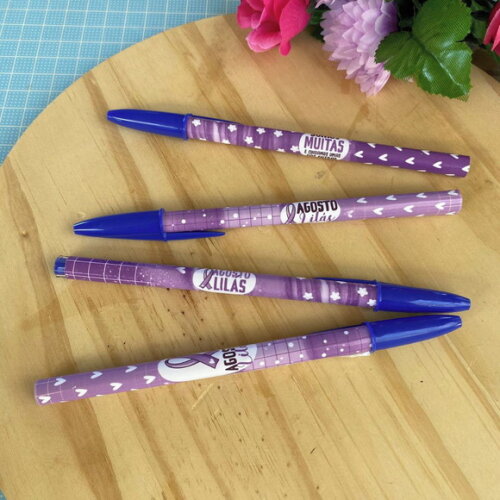 Caneta Personalizada - Agosto Lilás