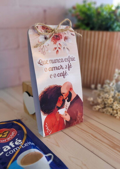 Capinha para Sachê de Café - Dia dos Namorados - Cristão