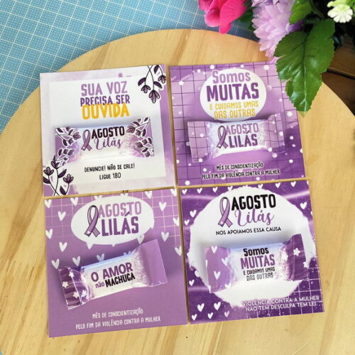 Card com Bala - Agosto Lilás