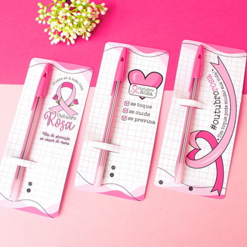 Card com Caneta Rosa - Outubro Rosa