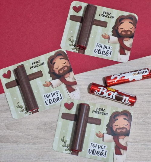 Card com Chocolate Baton Garoto - Páscoa Cristã