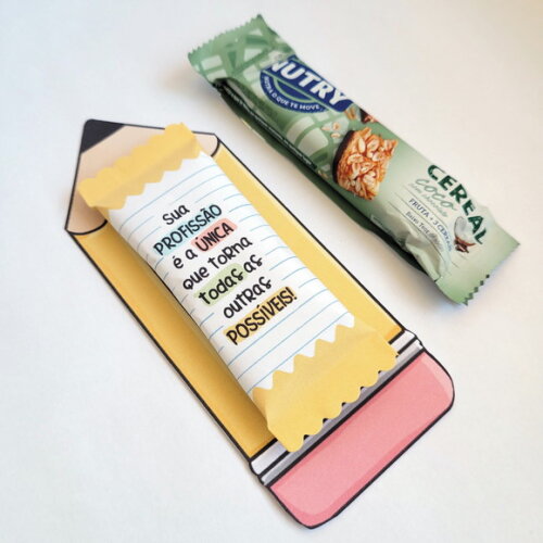 Card com Chocolate ou Barra de Cereal - Lápis