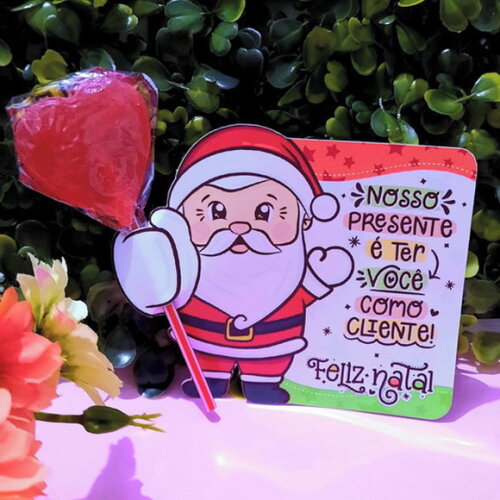 Card com Pirulito - Brinde de Natal para Cliente