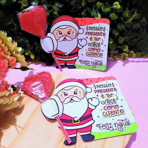 Card com Pirulito - Brinde de Natal para Cliente
