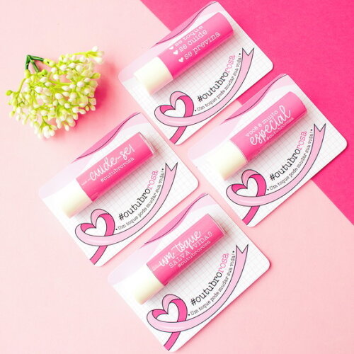 Card com Protetor Labial / Manteiga de Cacau - Outubro Rosa