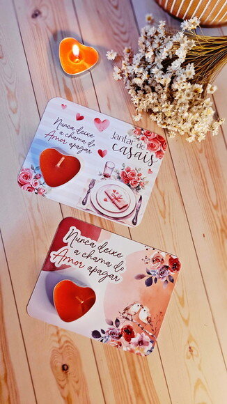 Card com Vela de Coração - Dia dos Namorados - Cristão