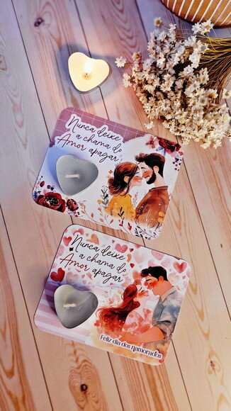 Card com Vela de Coração - Dia dos Namorados - Cristão