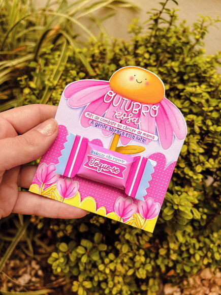 Card Flor com Balinha - Outubro Rosa