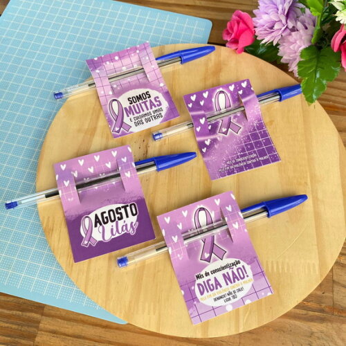 Card para Caneta - Agosto Lilás