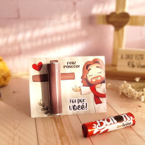 Card para Chocolate (bis ou Baton) - Páscoa Cristã