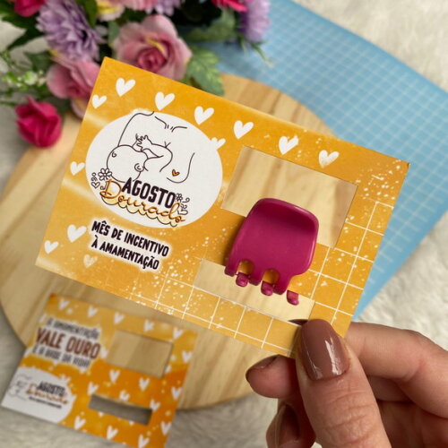 Cartão / Card / Tag para Presilha de Cabelo - Agosto Dourado