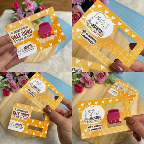 Cartão / Card / Tag para Presilha de Cabelo - Agosto Dourado
