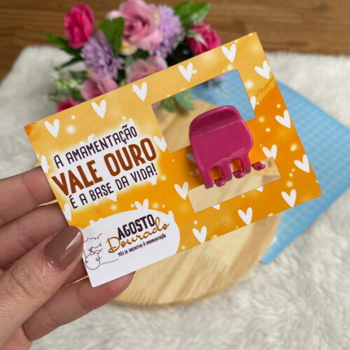 Cartão / Card / Tag para Presilha de Cabelo - Agosto Dourado