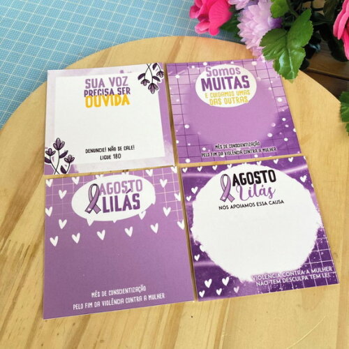 Cartão / Card Quarado para Mimos - Agosto Lilás