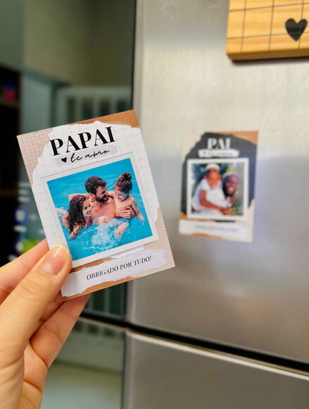 Imã de Geladeira Cartonado com Foto - Dia dos Pais