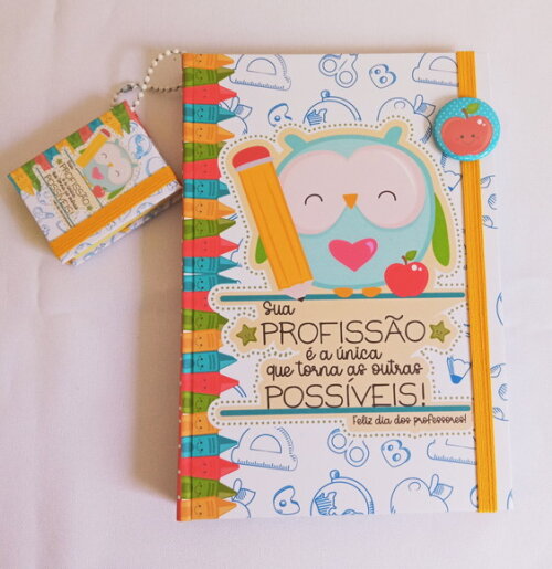 Kit Bloco, Caneta e Chaveiro de Post-it Dia dos Professores
