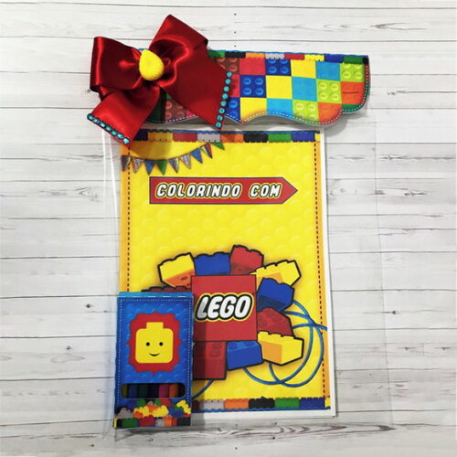 Kit Livro de Colorir e Giz de Cera - Lego