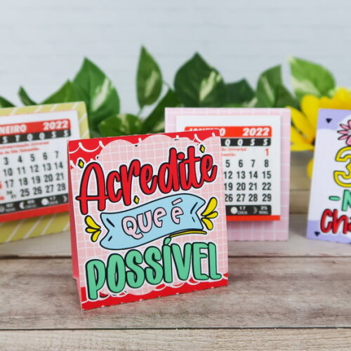 Mini Calendário de Mesa - Frases Motivacionais - 2026