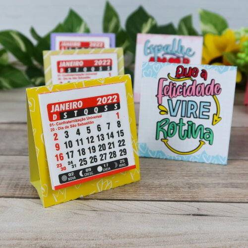 Mini Calendário de Mesa - Frases Motivacionais - 2026