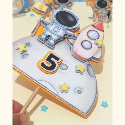 Topo de Bolo - Festa Luxo Astronauta