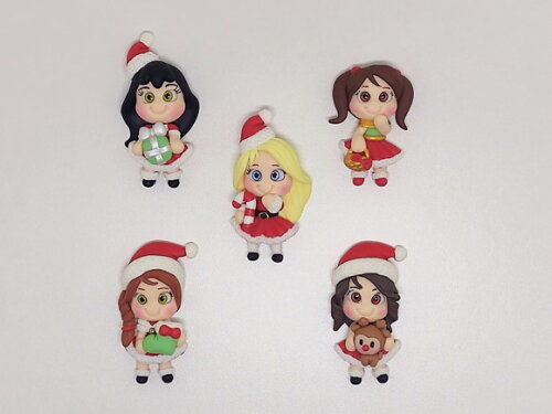 Aplique Biscuit Bonequinhas Natal II - 5 Unidades