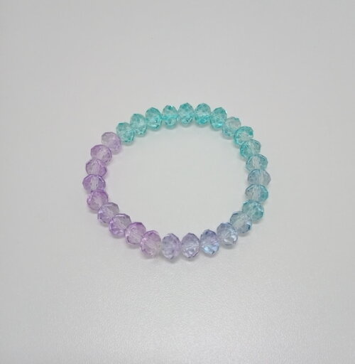 Pulseira de Cristal de Vidro Mesclada - Lilas e Verde Água