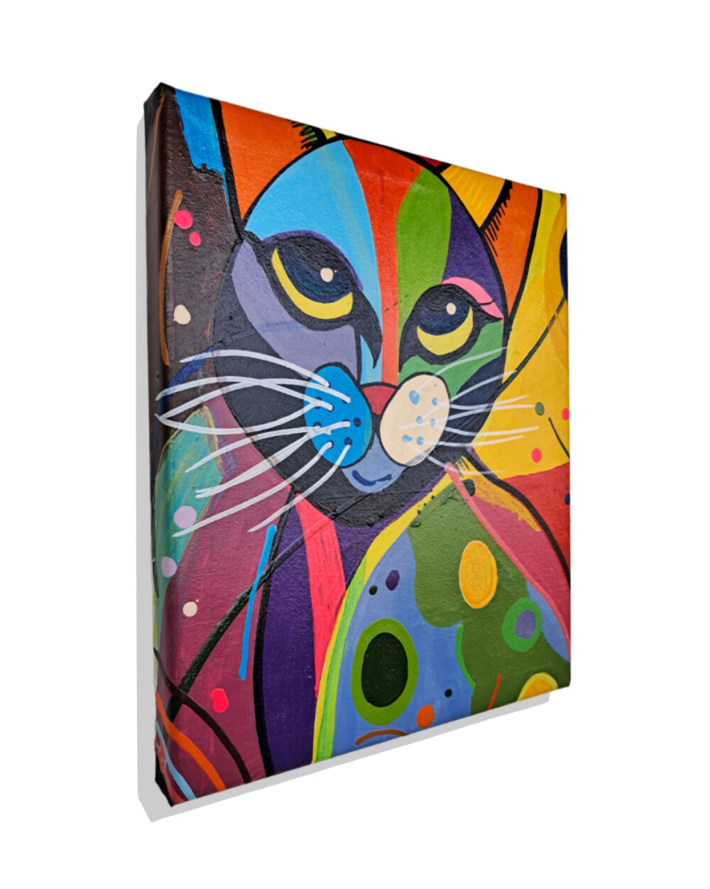 Mini Quadro com Gatinho Decorativo pintados a mão em acrílico