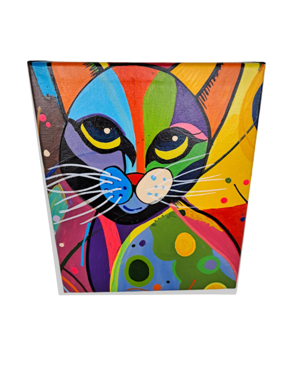 Mini Quadro com Gatinho Decorativo pintados a mão em acrílico