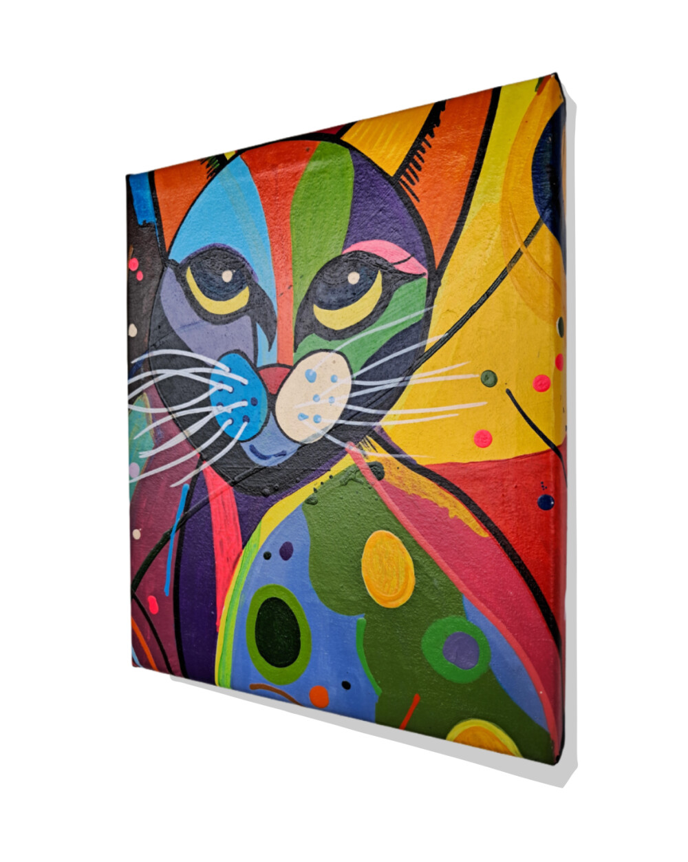 Mini Quadro com Gatinho Decorativo pintados a mão em acrílico