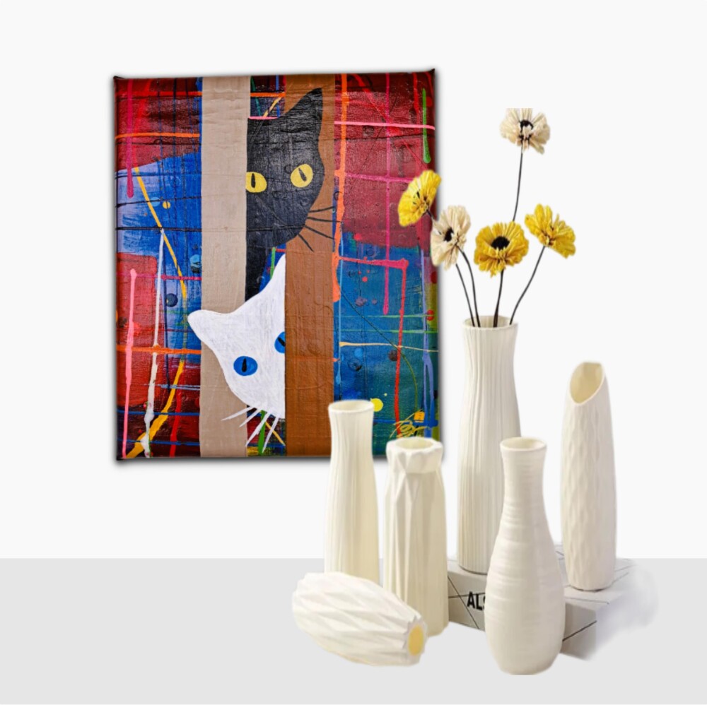 Quadro Decorativo em Acrílico Pintado a Mão para Decoração co