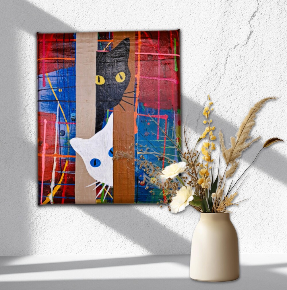 Quadro Decorativo em Acrílico Pintado a Mão para Decoração co