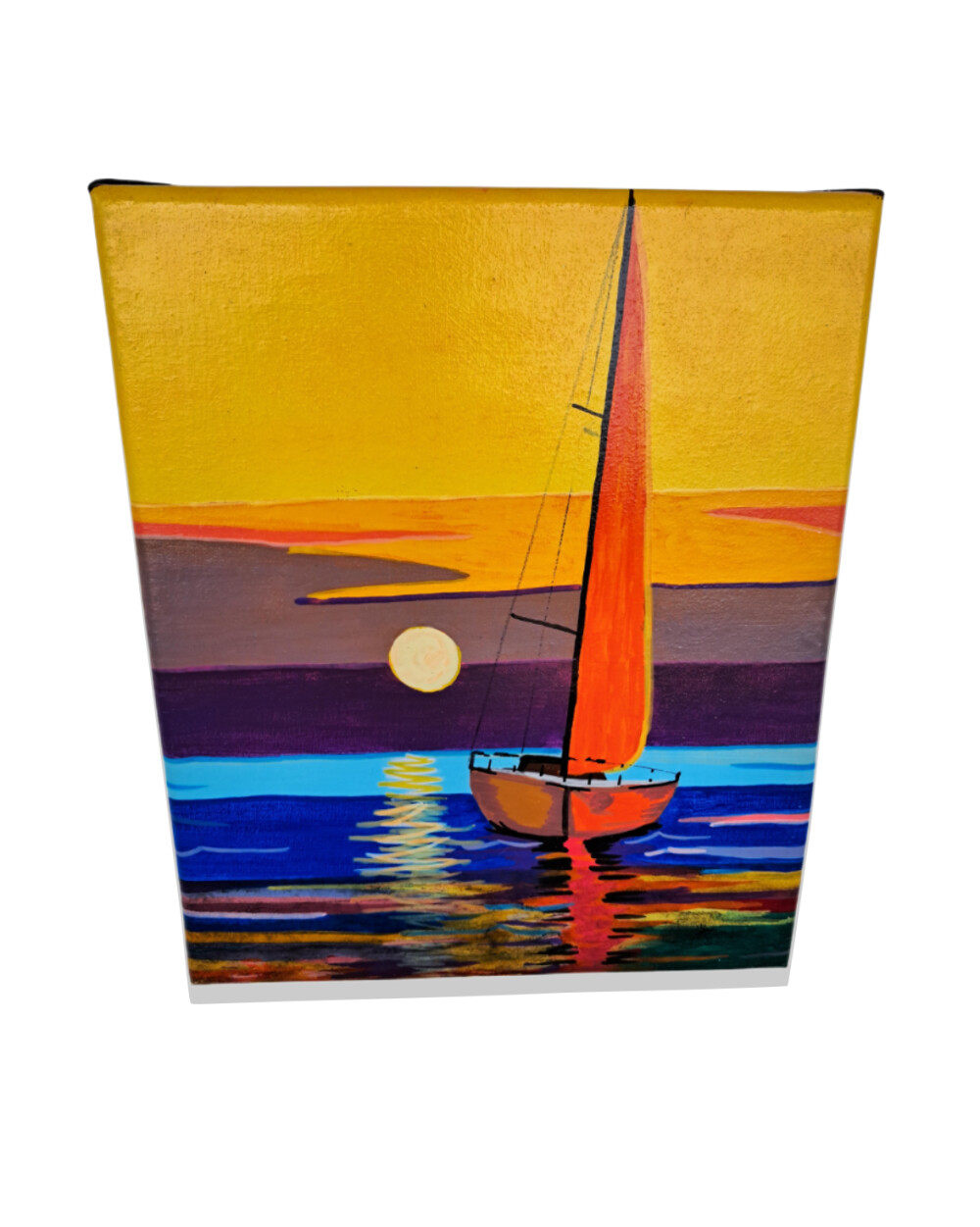 Mini Quadro de Barco a Vela pintado a mão em acrílico