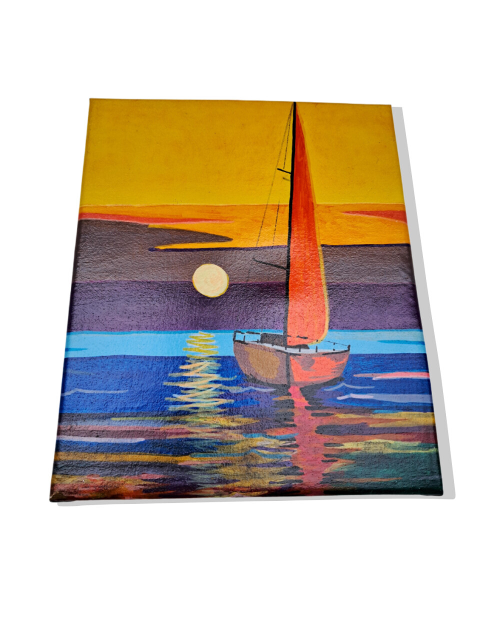 Mini Quadro de Barco a Vela pintado a mão em acrílico