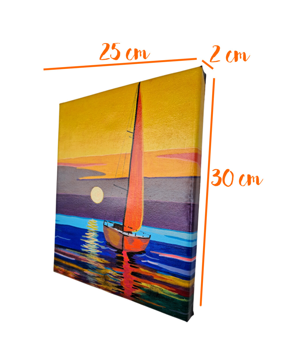 Mini Quadro de Barco a Vela pintado a mão em acrílico