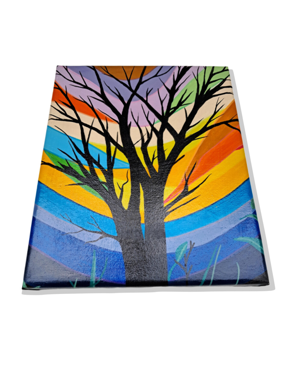Quadro Decorativo em Acrílico Pintado a Mão Mini com Árvore Mo