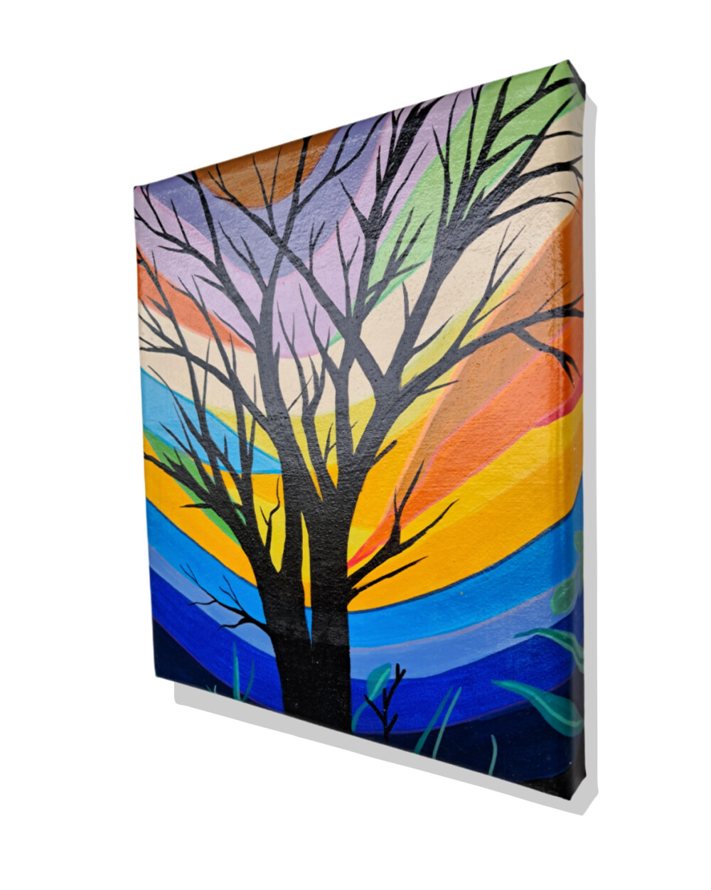 Quadro Decorativo em Acrílico Pintado a Mão Mini com Árvore Mo
