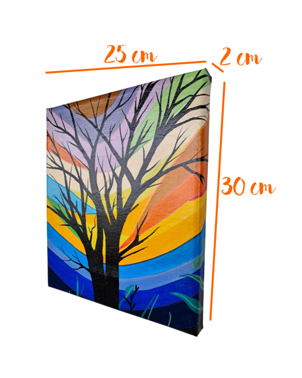 Quadro Decorativo em Acrílico Pintado a Mão Mini com Árvore Mo