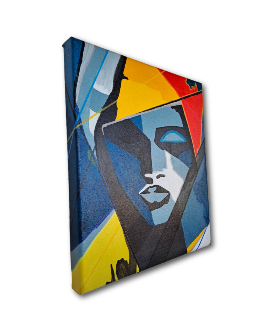 Quadro Decorativo em Acrílico Pintado a Mão Quadro com Rosto Fe