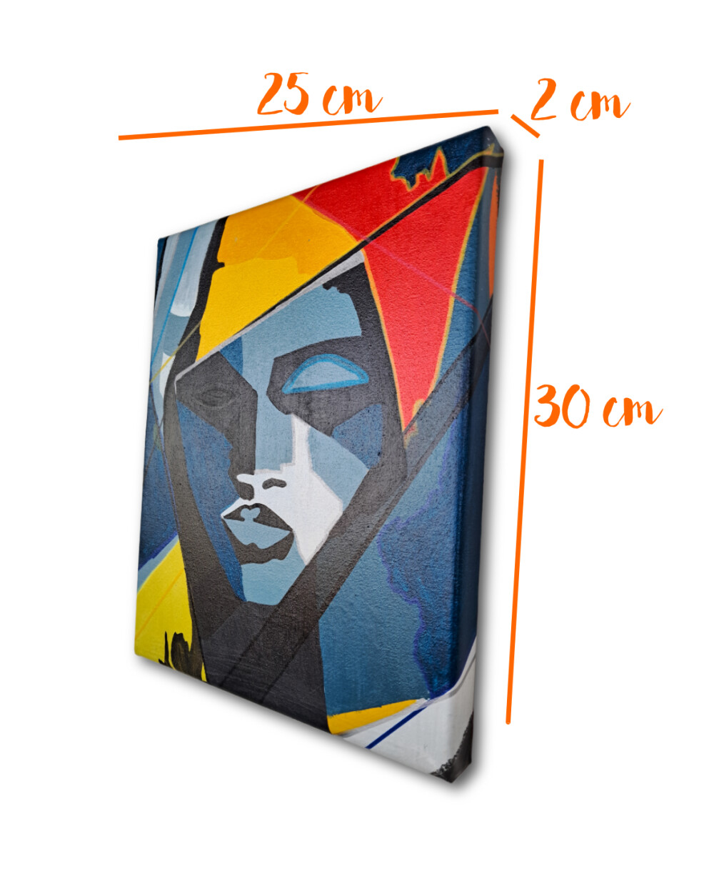 Quadro Decorativo em Acrílico Pintado a Mão Quadro com Rosto Fe