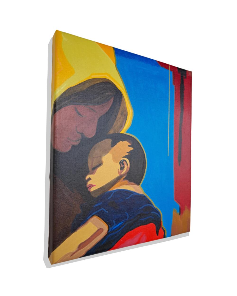 Quadro Decorativo em Acrílico Pintado a Mão Quadro com Mãe e F