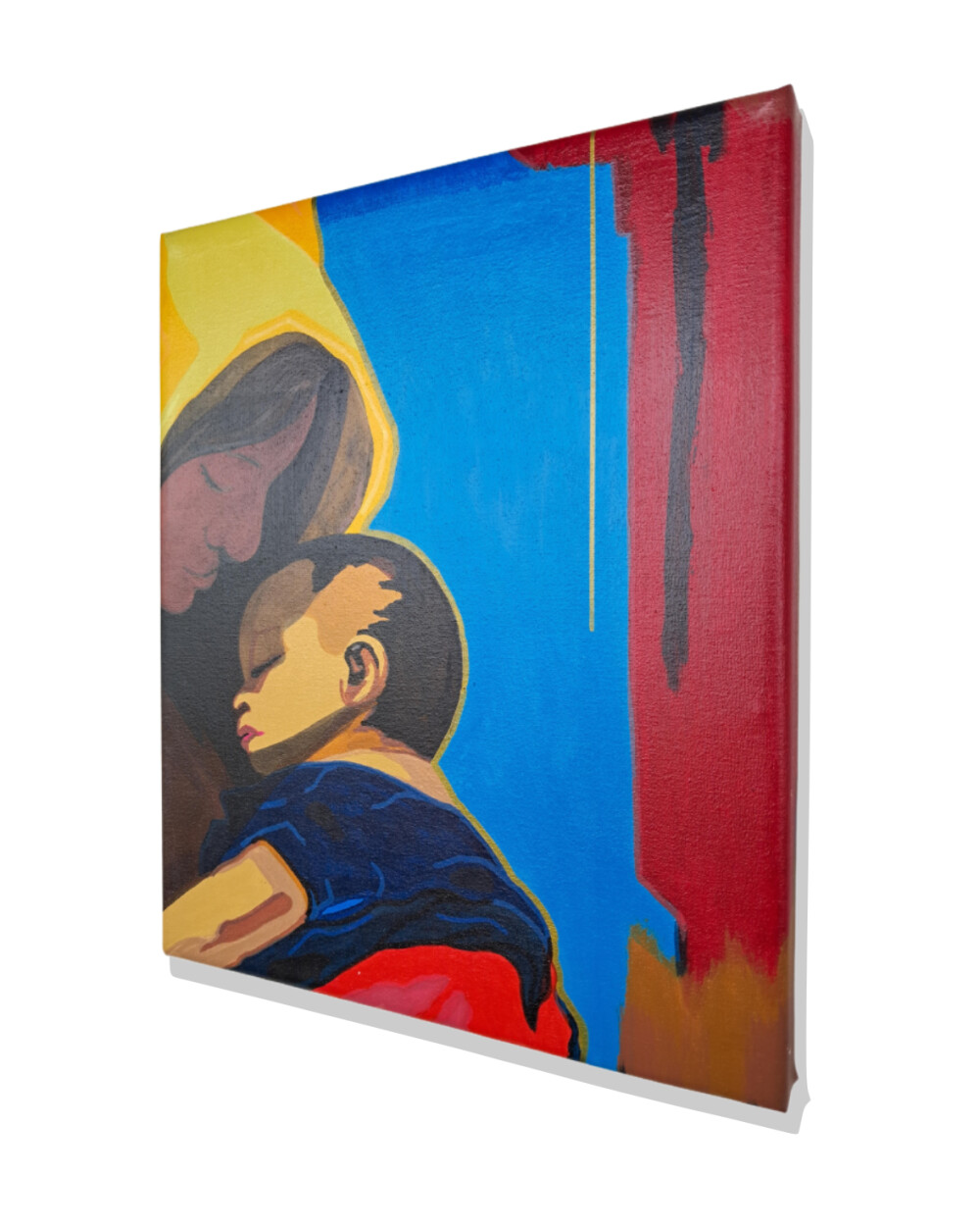 Quadro Decorativo em Acrílico Pintado a Mão Quadro com Mãe e F