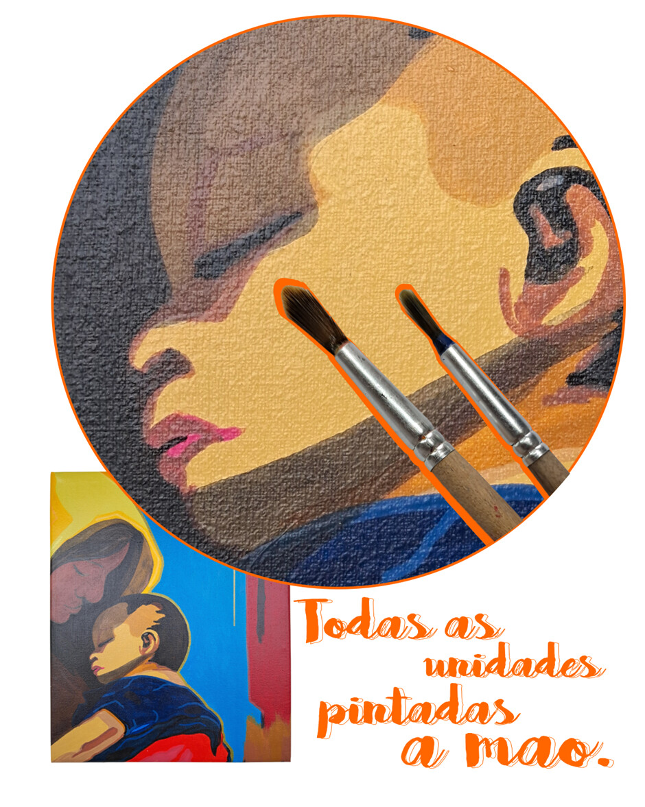 Quadro Decorativo em Acrílico Pintado a Mão Quadro com Mãe e F
