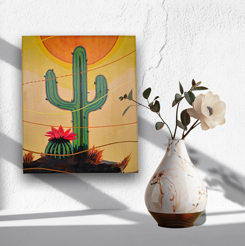 Quadro Decorativo em Acrílico Pintado a Mão Quadro Artesanal co