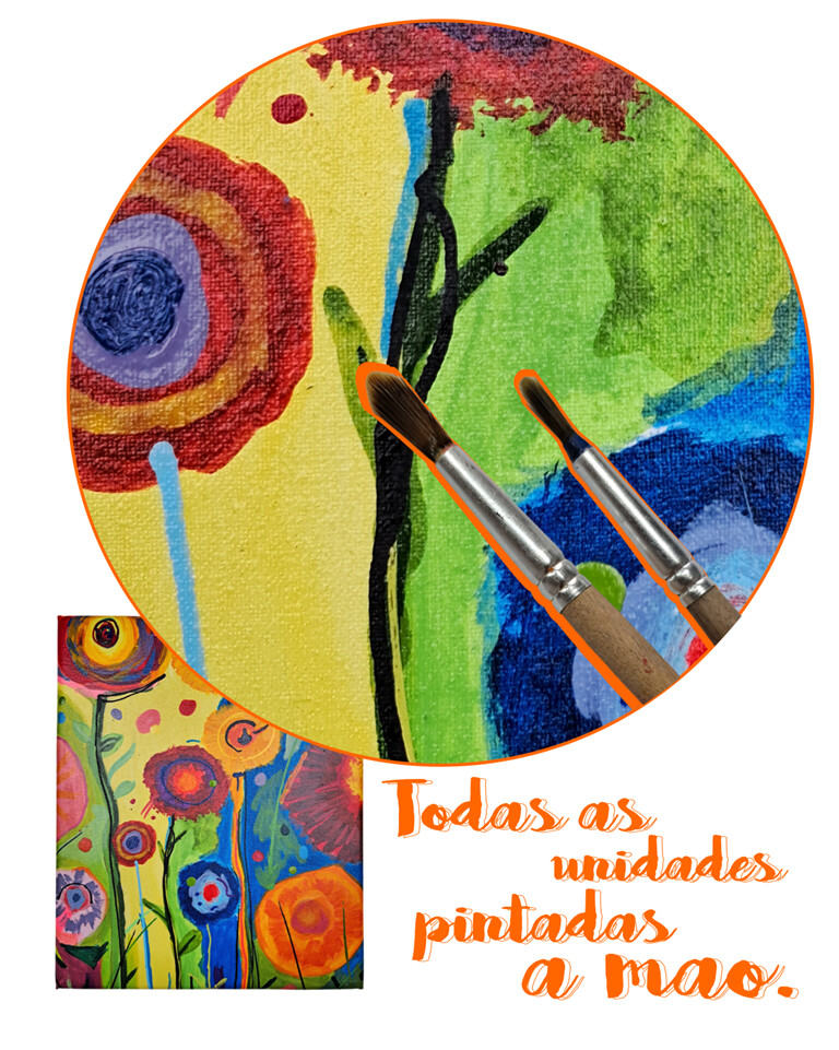 Quadro Decorativo em Acrílico Pintado a Mão Quadro Artesanal de