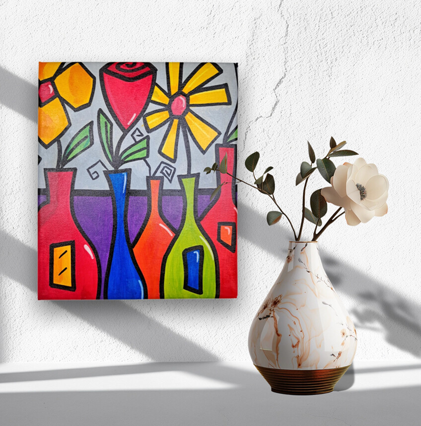 Quadro Decorativo em Acrílico Pintado a Mão Quadro Artesanal co