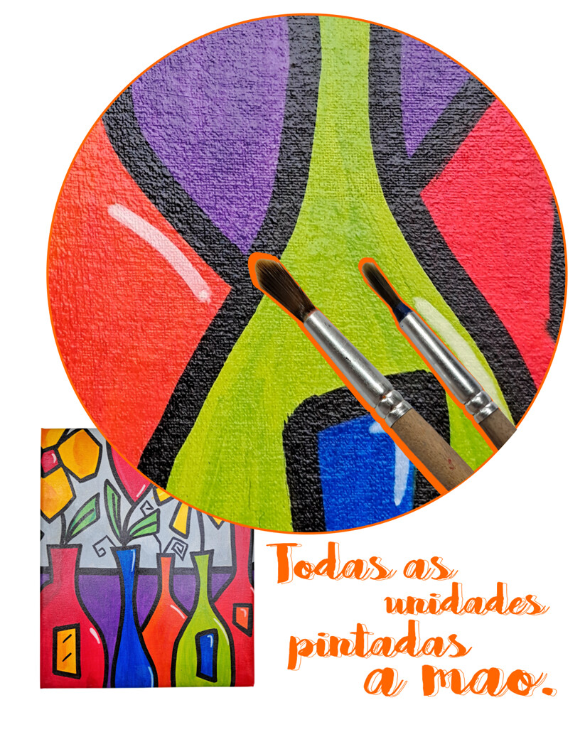 Quadro Decorativo em Acrílico Pintado a Mão Quadro Artesanal co