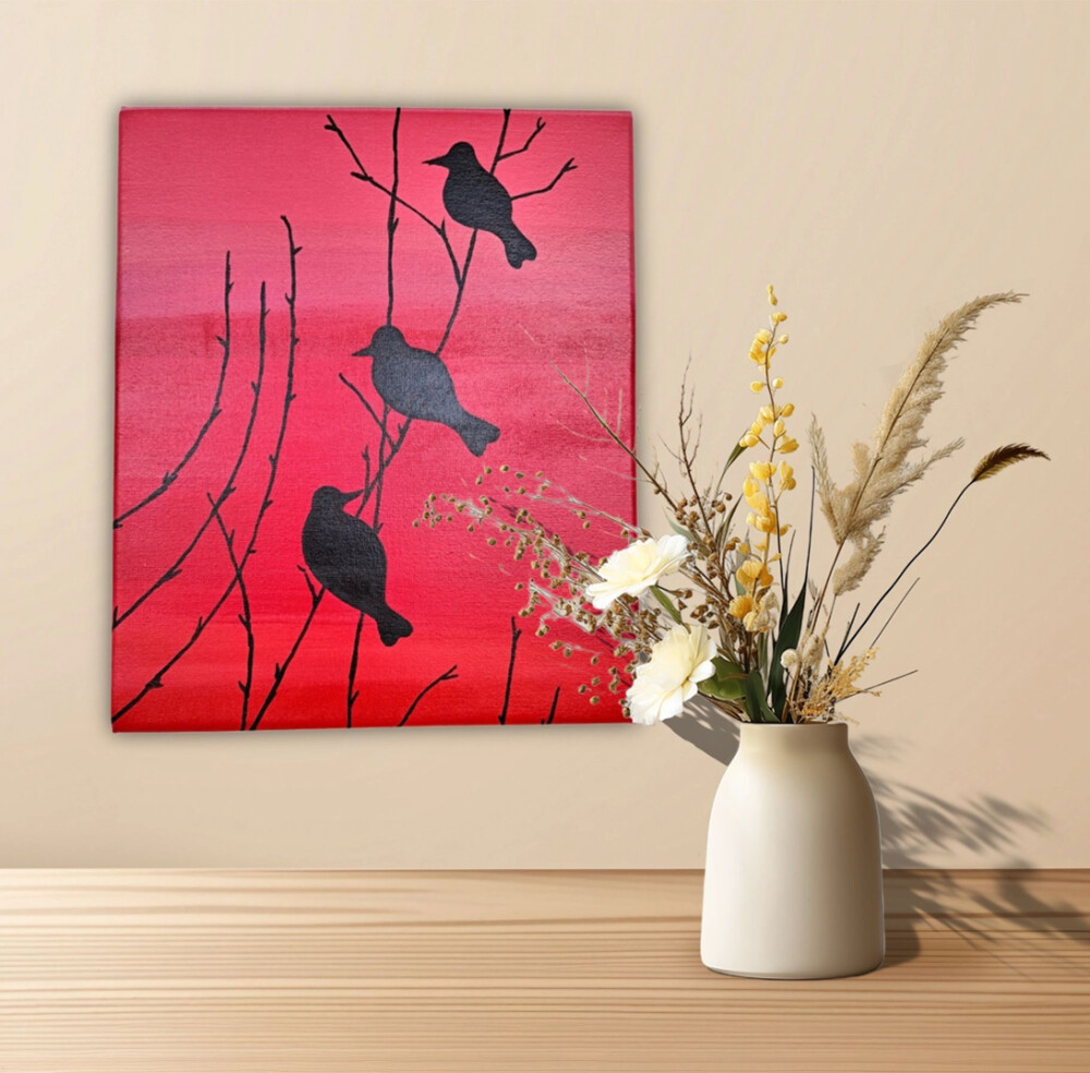Quadro Decorativo em Acrílico Pintado a Mão Quadro Artesanal co