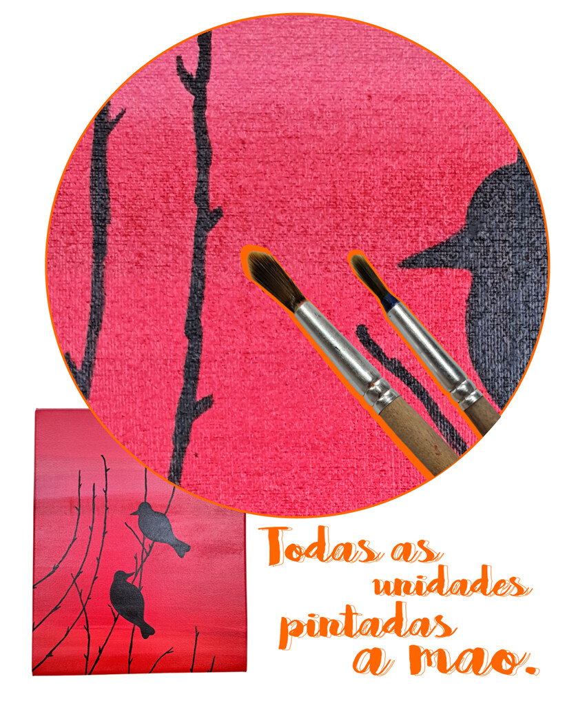 Quadro Decorativo em Acrílico Pintado a Mão Quadro Artesanal co